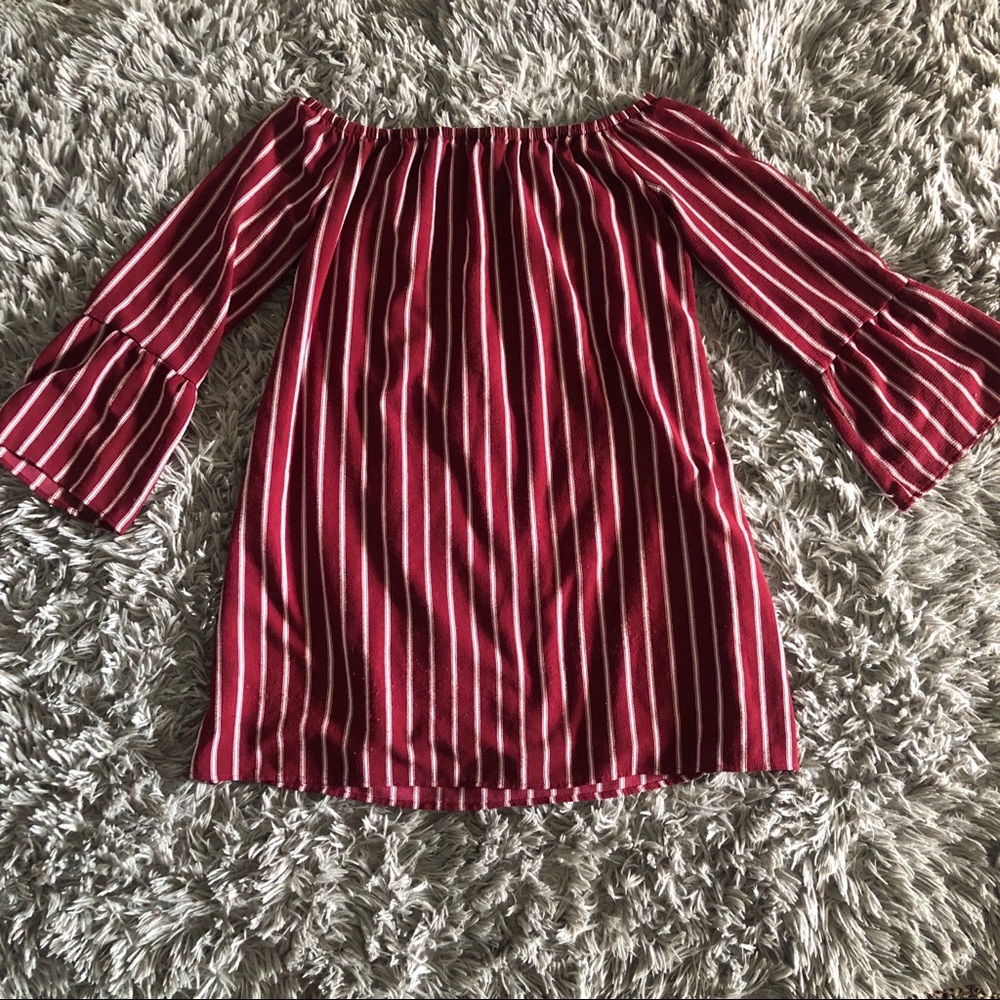 Red and white striped dress